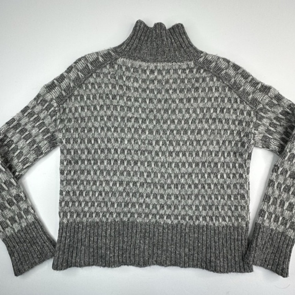 Everlane‎ Grey Checkered Mock Neck Merino Wool Alpaca Blend Sweater Womens XS - Picture 6 of 14